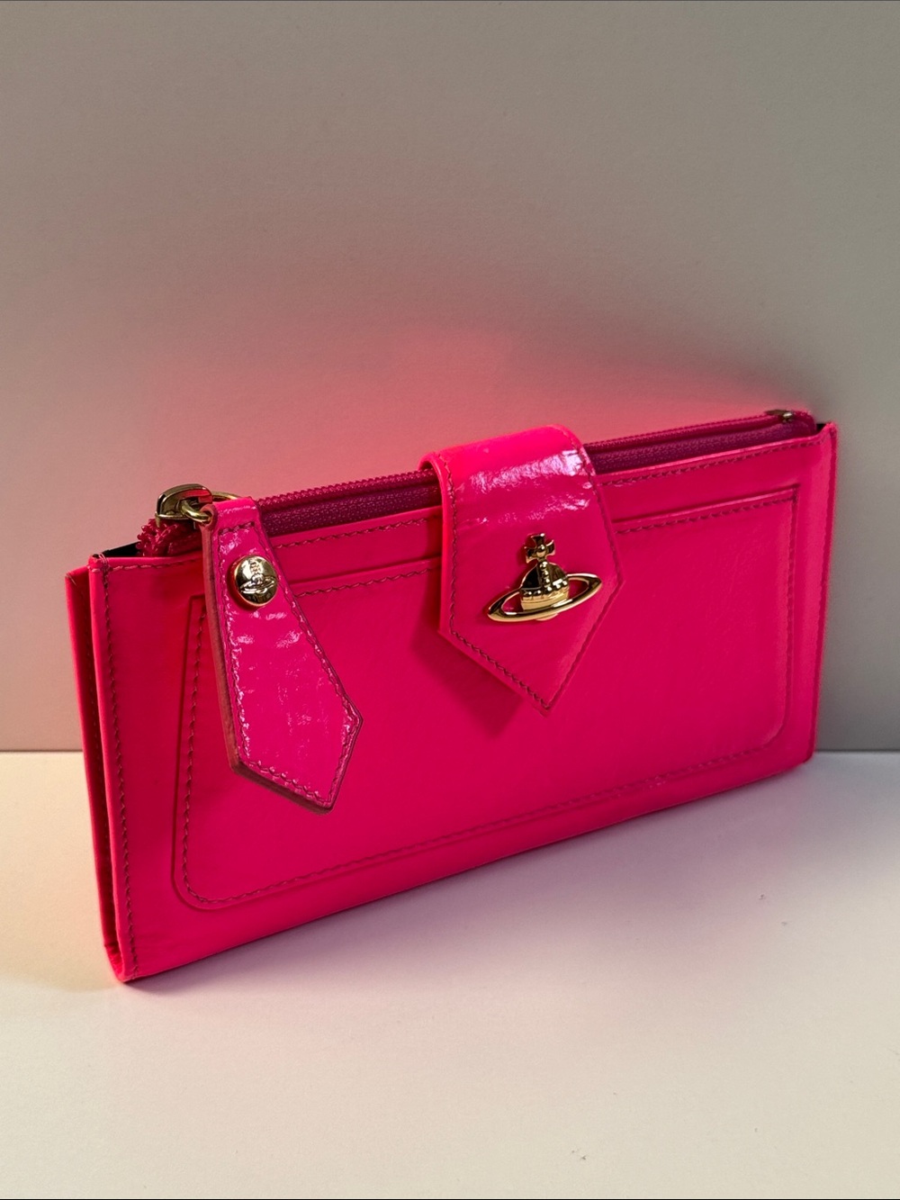 Vivienne Westwood VINTAGE 2010 Fuchsia Patent Leather Long Wallet NWOT